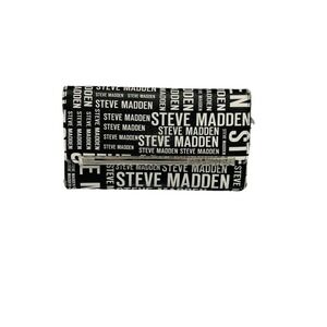 Steve Madden Logo Bar Trifold Wallet-Black White